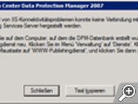 IIS-Konnektivitäts-Fehlermeldung vom SQL Server Services-Server