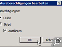 Featureberechtigungen gesetzt
