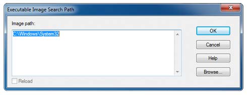 WinDbg Fenster Image Search Path