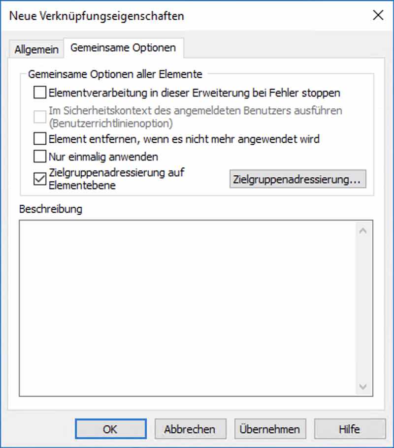 Neue Verknüpfungseigenschaften - Zielgruppenadressierung auf Elementebene