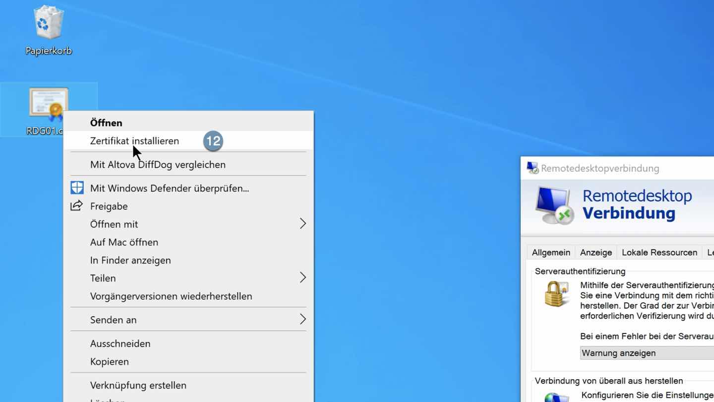 Zertifikat installieren