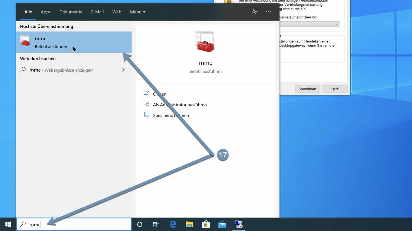 Microsoft Management Console (MMC) starten