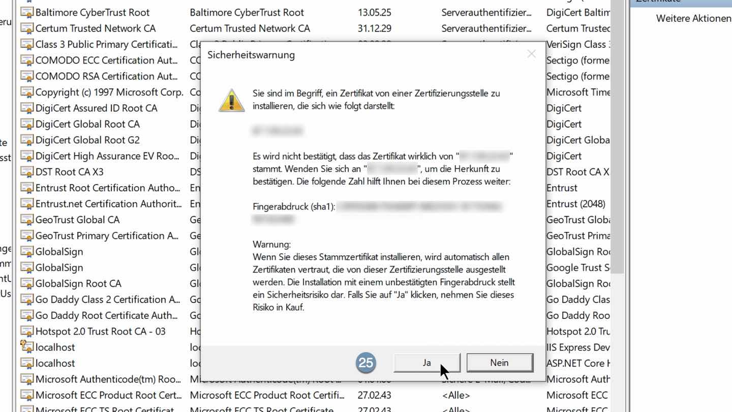 Sicherheitswarnung bestätigen