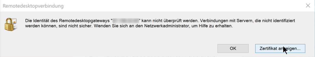 Remotedesktopverbindung Fehlermeldung