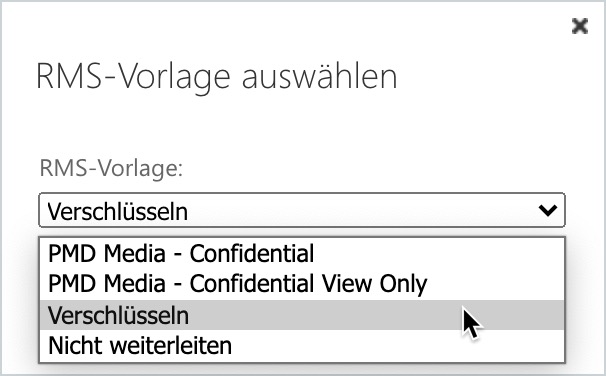 RMS-Vorlage E-Mail Verschlüsselung Microsoft 365 - RMS-Vorlage