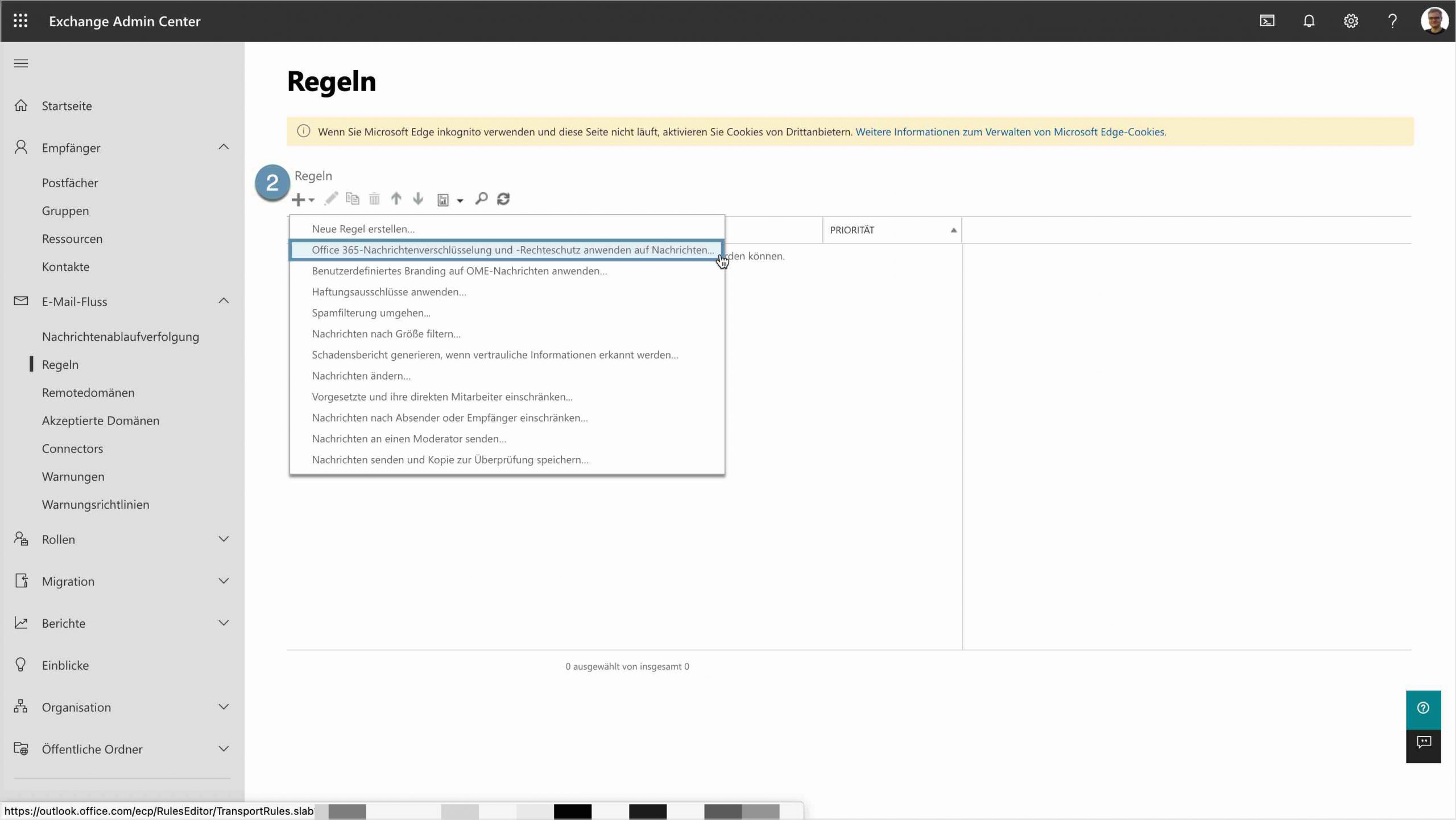 Schritt02 - Regel hinzufügen E-Mail Verschlüsselung Microsoft 365 - Schritt02 - Regel hinzufügen